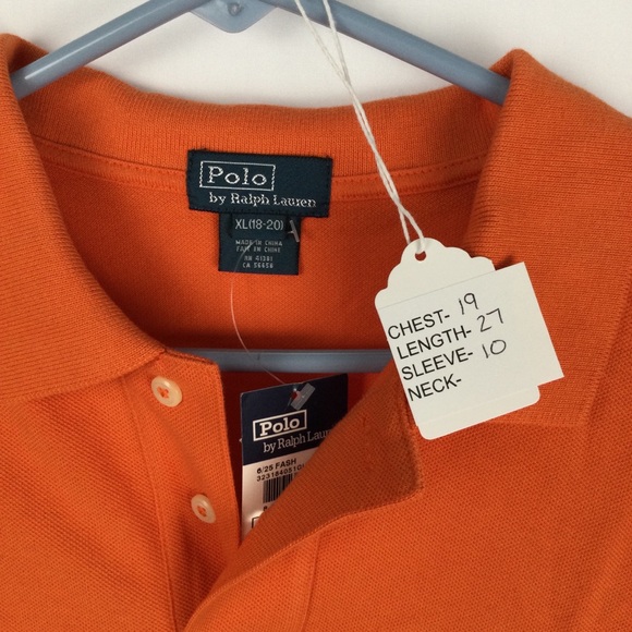 Polo by Ralph Lauren Boy's Orange Polo Shirt‎ size boys XL 18/20 - Picture 3 of 4